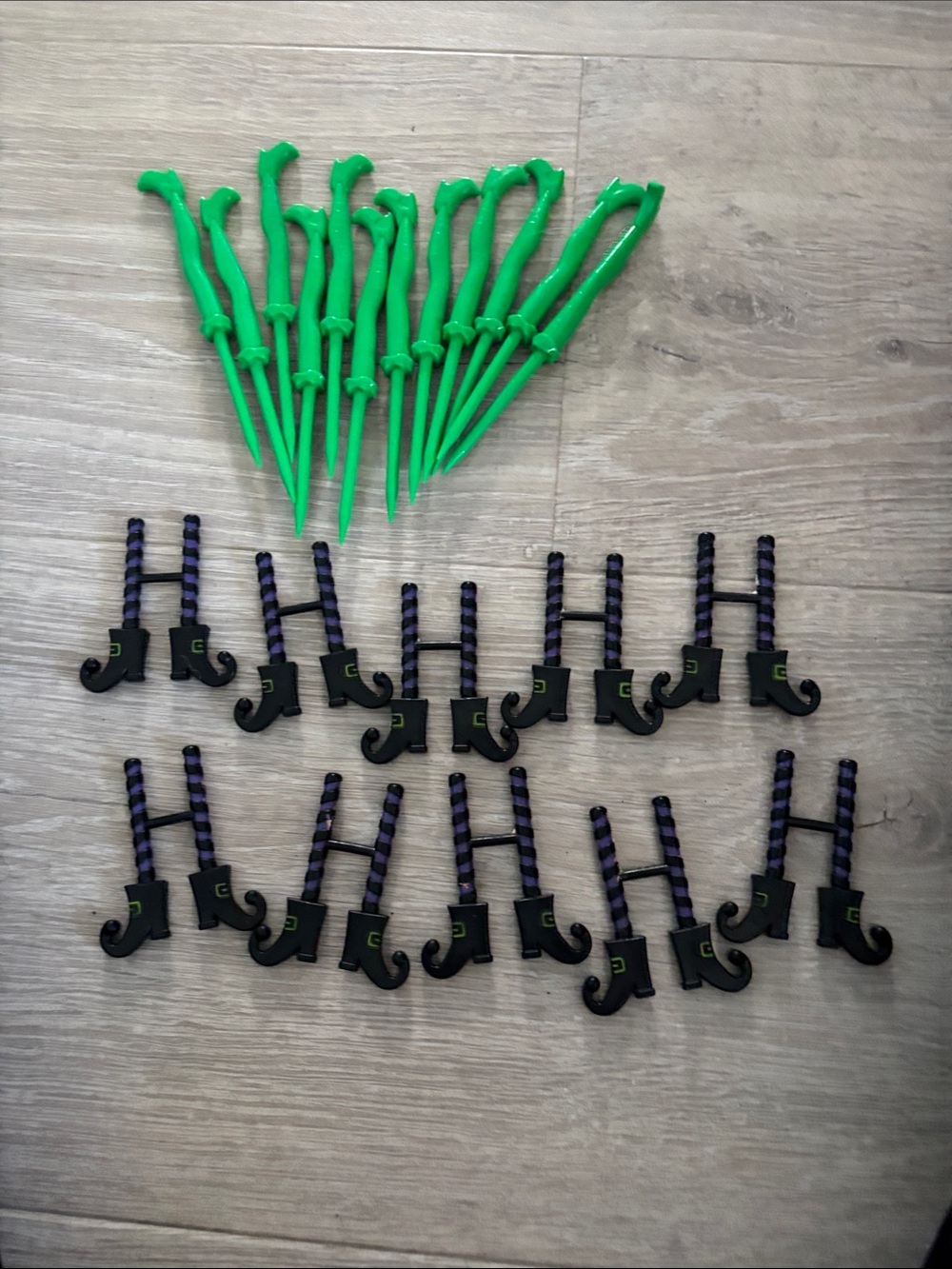 Halloween Witch Boot and Green Stake Wall Decor Set - used for cake toppers